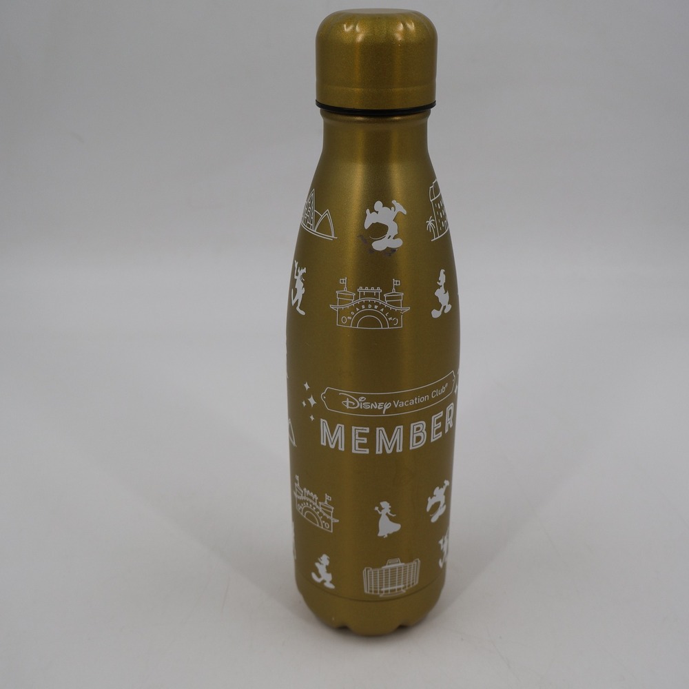 Disney Water Bottle DVC Member OS Gold Metallic Mickey Mouse BoardWalk Insulated